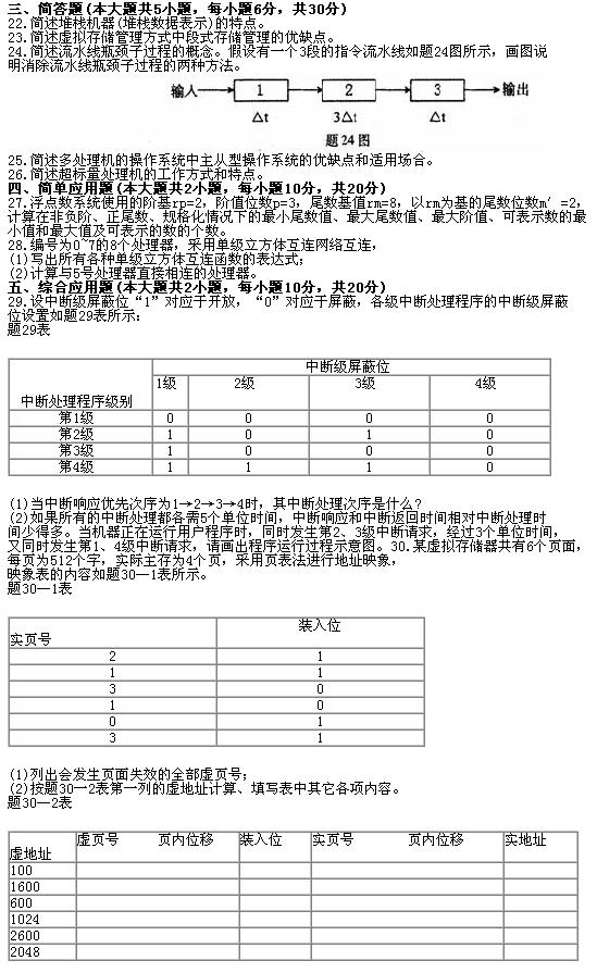 全国2010年7月高等教育自学考试计算机系统结构试(图1)